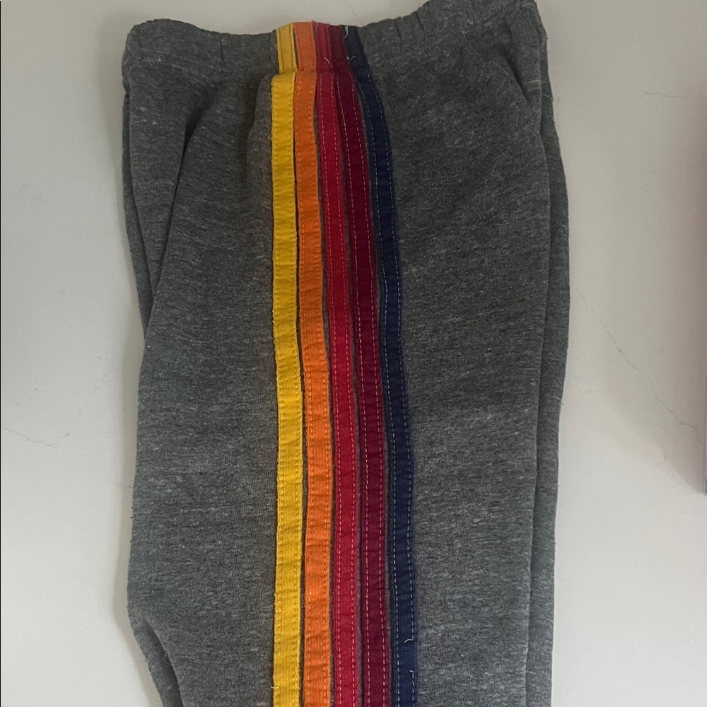 Aviator Nation Kids Gray Pants with Rainbow Stripe